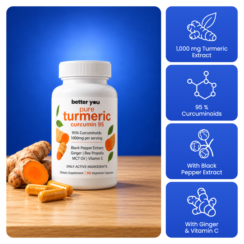 Turmeric Curcumin Capsules, 1,000 mg, 95 % Curcuminoids, with Black Pepper & Ginger, 90 ct